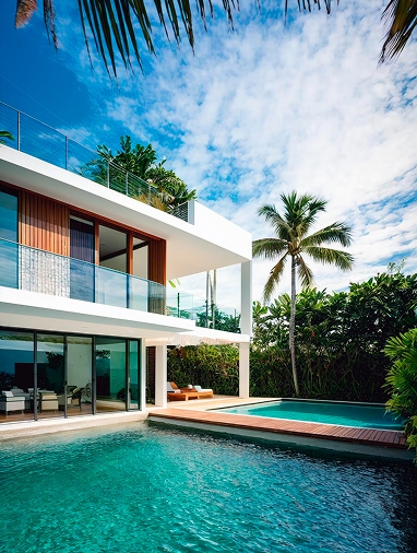 Coastal land aerial view