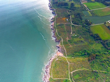 Coastal land aerial view