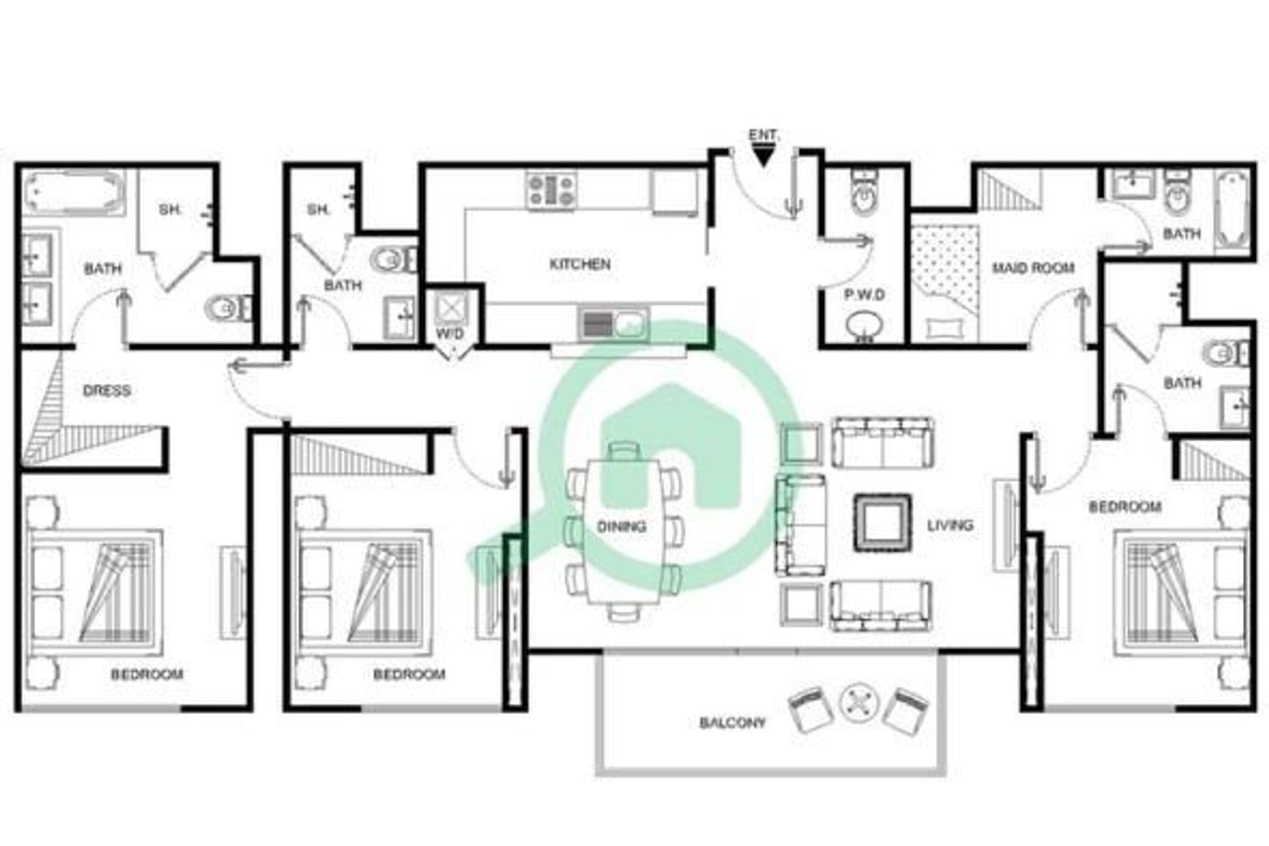Downtown Boulevard Point Dubai mall 3bedrooms+maid